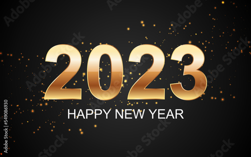 Shiny gold 2023 new year greetings card