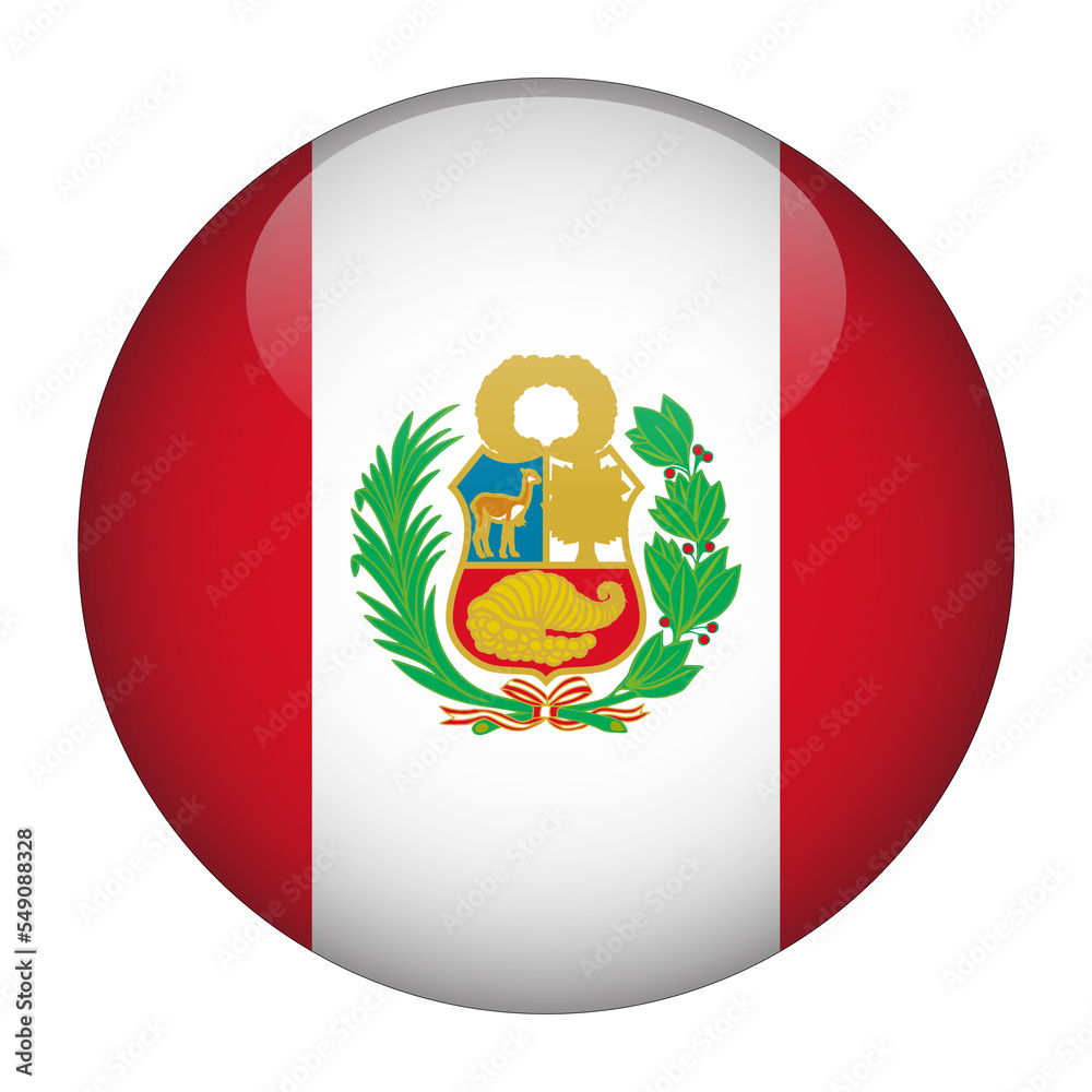 Obraz premium Peru 3D Rounded Flag with Transparent Background 