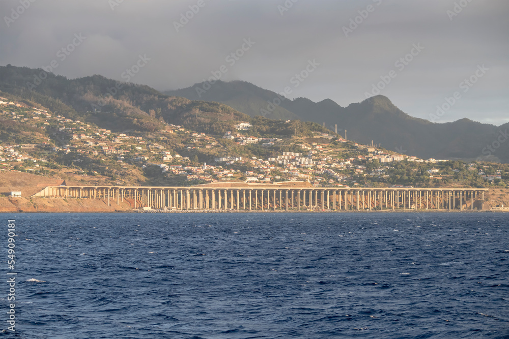 airport bridge runway on shore at Santa Cruz, Madeira