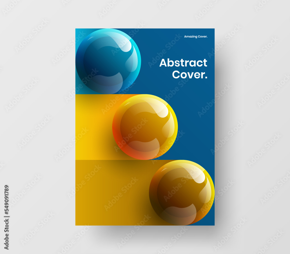 Abstract realistic spheres annual report template. Creative placard vector design concept. Abstract realistic spheres annual report template. Creative placard vector design concept.