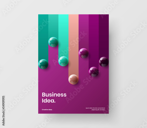 Trendy realistic balls company identity concept. Original booklet design vector illustration.