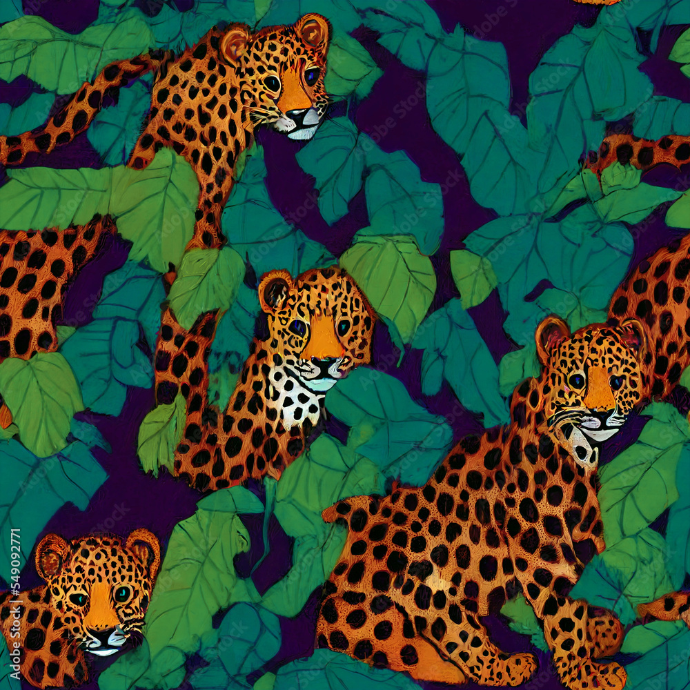 Naklejka premium Jungle Leopards