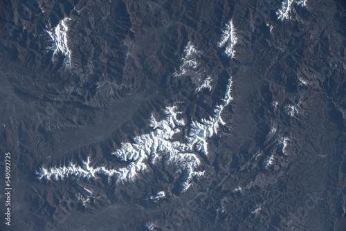 Fototapeta Naklejka Na Ścianę i Meble -  Snow capped Korab Mountains in Macedonia. Mount Korab. Digitally enhanced. Elements of this image furnished by NASA.
