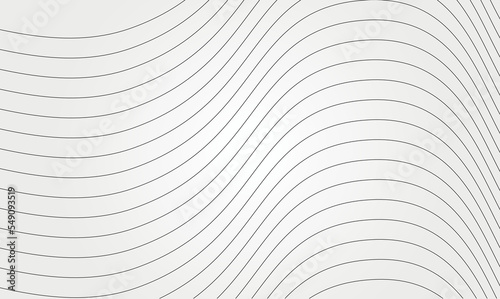 Abstract wavy background. Thin black line on white. wave lines. © Andre Hirai
