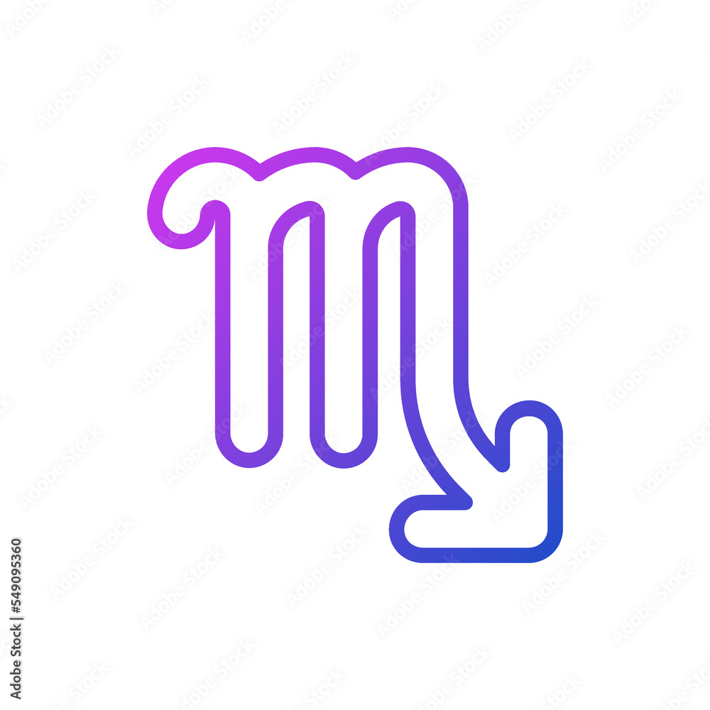Scorpio pixel perfect gradient linear vector icon. Water zodiac sign. Astrology scorpion. Personality type. Thin line color symbol. Modern style pictogram. Vector isolated outline drawing Scorpio pixel perfect gradient linear vector icon. Water zodiac sign. Astrology scorpion. Personality type. Thin line color symbol. Modern style pictogram. Vector isolated outline drawing