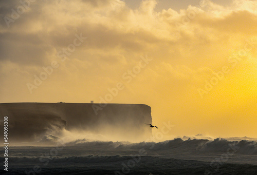 storm over the sea, Orkney islands.