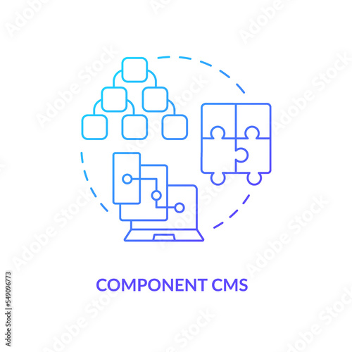 Component CMS blue gradient concept icon. Website platform. Optimize posting. Platform aspects abstract idea thin line illustration. Isolated outline drawing. Myriad Pro-Bold font used