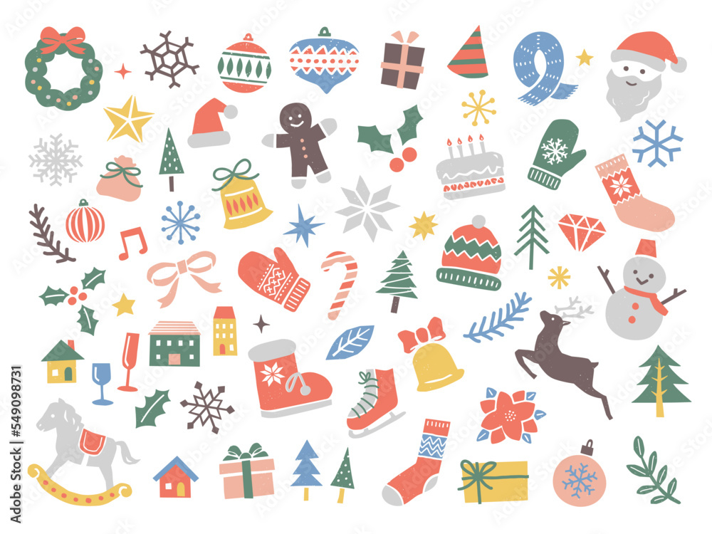 クリスマスのかわいいベクターイラストセット