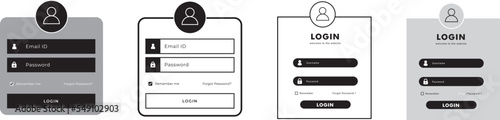 Grayscale login website page design template mockup
