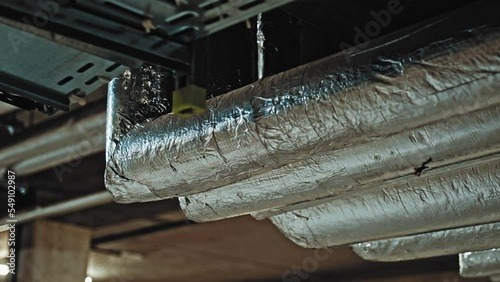 Residential Building Basement Heating Pipes Insulated with Mineral Wool Foam Aluminium Foil
