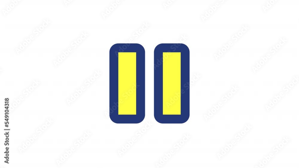 Animated pause color ui icon. Multimedia player control. Digital program. Seamless loop HD video with alpha channel on transparent background. Simple filled line RGB pictogram animation