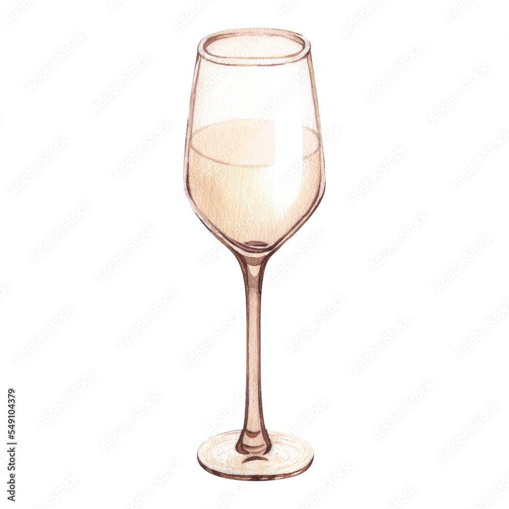 Watercolor white wine in a glass isolated on white background. Hand drawn illustration perfect illustration for design wine. Watercolor white wine in a glass isolated on white background. Hand drawn illustration perfect illustration for design wine.