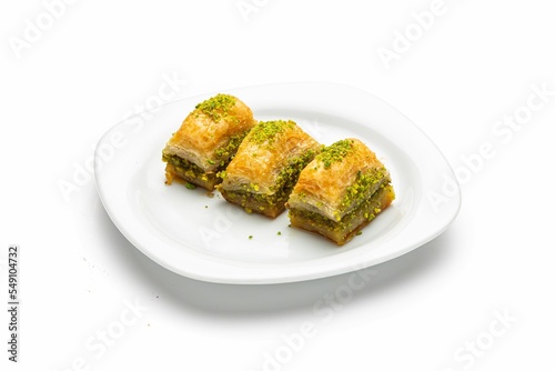 Closeup of delicious baklava isolated on a white background