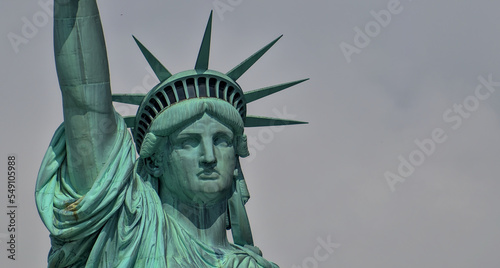 closeup of the statue of the liberty