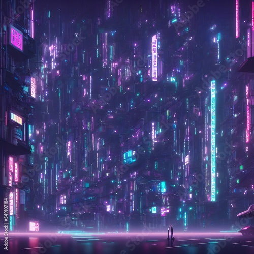 Cyberpunk megapolis at night