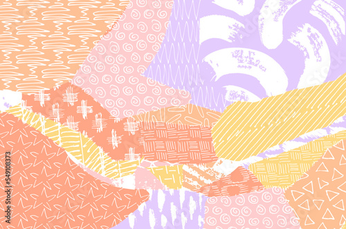 Abstract black strokes, Hand sketched Vector Pattern. Retro abstract pattern in geometric style. Abstract multicolored geometric pattern.	
