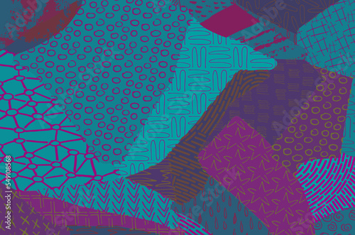 Abstract black strokes, Hand sketched Vector Pattern. Retro abstract pattern in geometric style. Abstract multicolored geometric pattern.	
