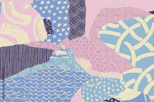 Abstract black strokes, Hand sketched Vector Pattern. Retro abstract pattern in geometric style. Abstract multicolored geometric pattern.	
