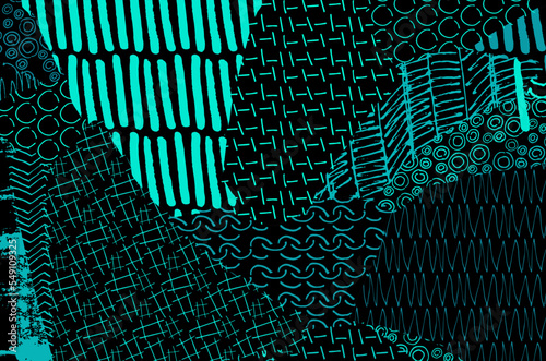 Abstract black strokes, Hand sketched Vector Pattern. Retro abstract pattern in geometric style. Abstract multicolored geometric pattern.	
