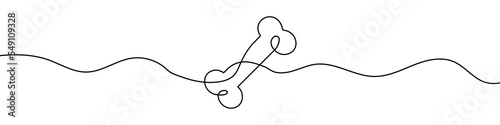 Continuous line drawing of human bone. Line art of dog bone. One line drawing background. Vector illustration.