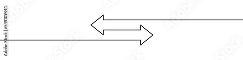 Continuous line drawing of arrows. Left and right linear arrows. One line drawing background. Vector illustration. Line art of arrow