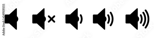 Sound volume icons. Speaker volume icons isolated. Set of vector icons