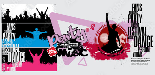 Dancing people, nightlife and music festival concept