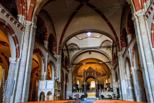 Interior of Basilica of Sant Ambrogio in Milan  Italy
