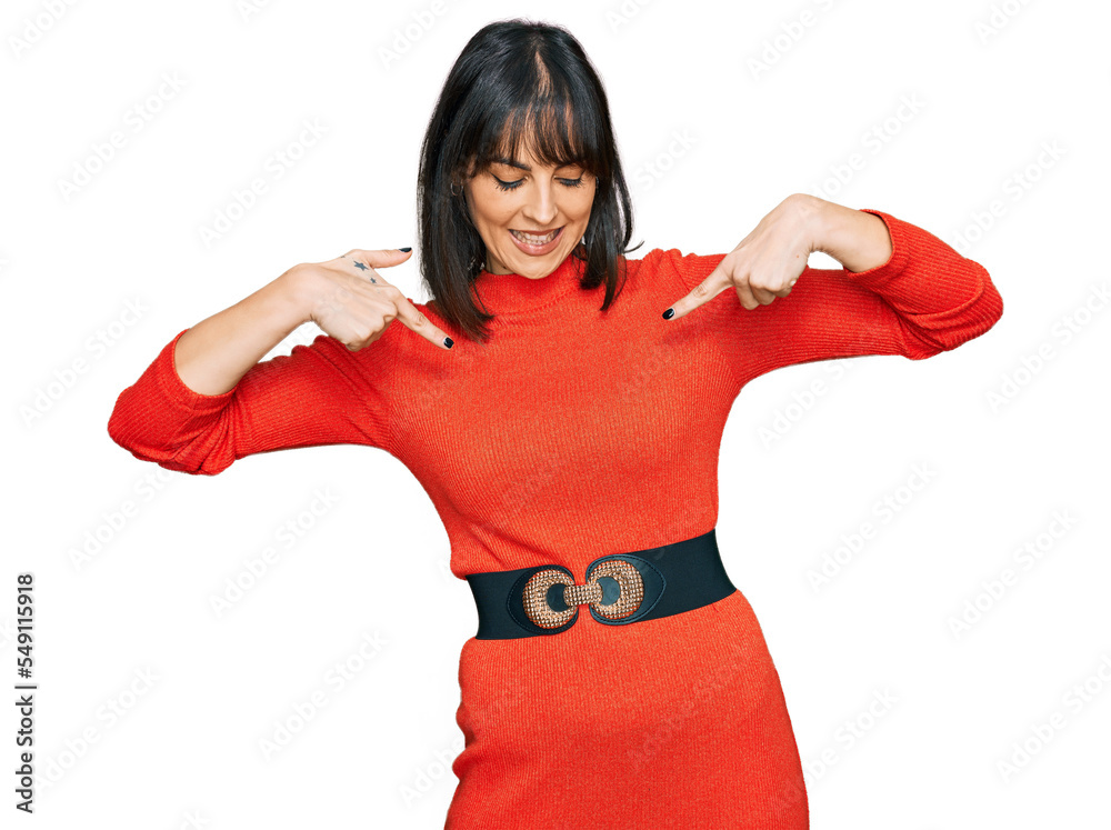Young hispanic woman wearing casual clothes looking confident with smile on face, pointing oneself with fingers proud and happy. Young hispanic woman wearing casual clothes looking confident with smile on face, pointing oneself with fingers proud and happy.