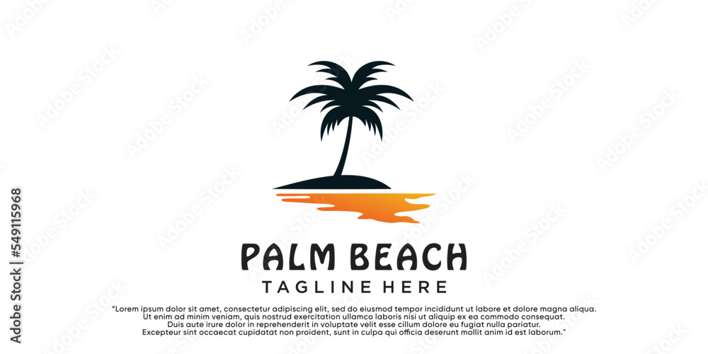 Obraz premium Palm beach design vector with creative simple and unique concept Premium Vector