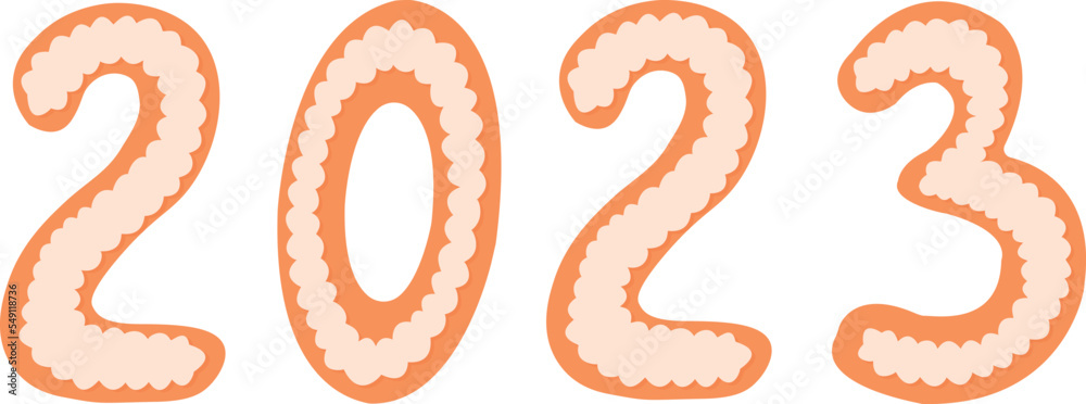 2023 gingerbread cookies. Winter traditional dessert vector. New Year banner 2023 gingerbread cookies. Winter traditional dessert vector. New Year banner
