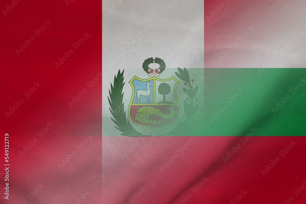 Obraz premium Peru and Bulgaria official flag international contract BGR PER