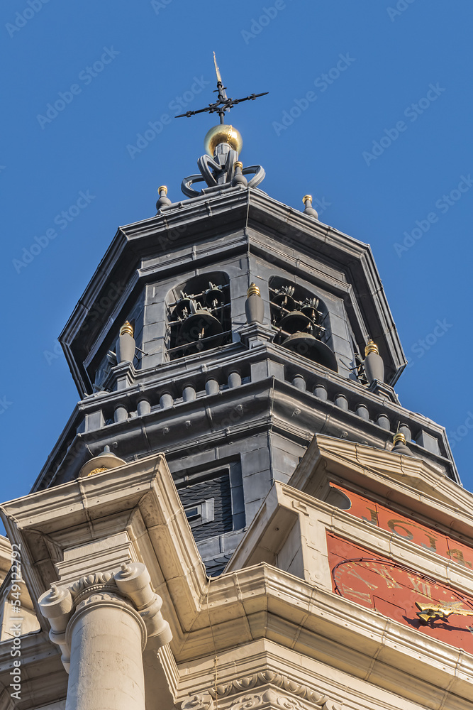 Zuiderkerk (Southern church) - XVII century Protestant church in Amsterdam Nieuwmarkt area. Church constructed in 1611, church tower (1614) dominates surrounding area. Amsterdam. Netherlands.