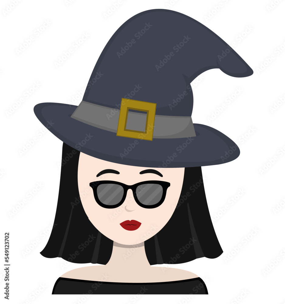 vector illustration of a cartoon witch with sunglasses vector illustration of a cartoon witch with sunglasses
