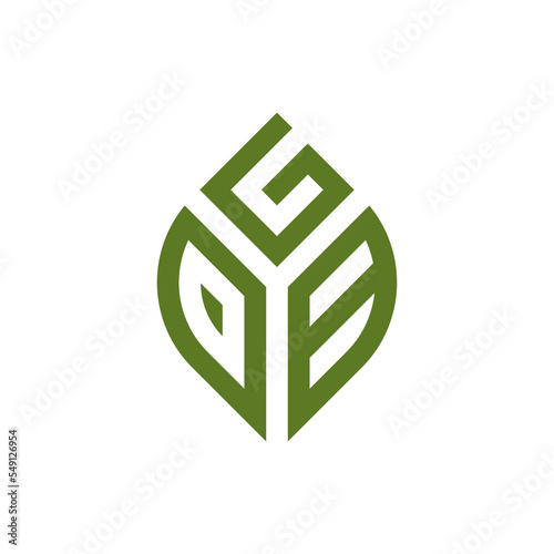 Initial letter GDB Abstract Leaf Logo Design Symbol