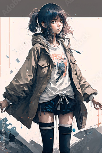 Anime girl in trending clothes © Willem505
