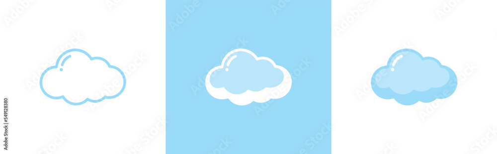 Cloud icon. Fluffy cloud symbol signs stickers, vector illustration Cloud icon. Fluffy cloud symbol signs stickers, vector illustration