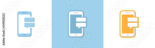 phone with bubble text message icon. smartphone conversation message text symbol signs, vector illustration
