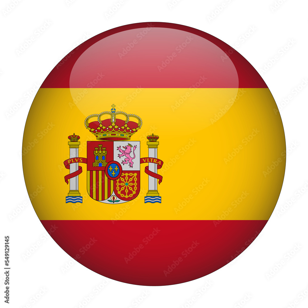 Fototapeta premium Spain 3D Rounded Flag with Transparent Background 
