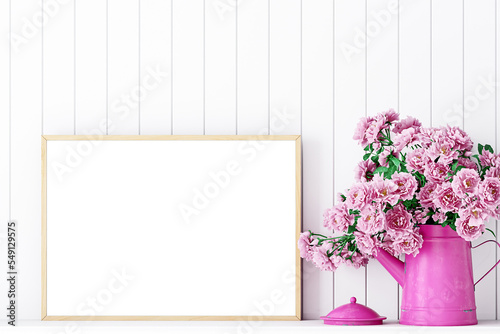 Mockup poster A4 and flowers in a vase