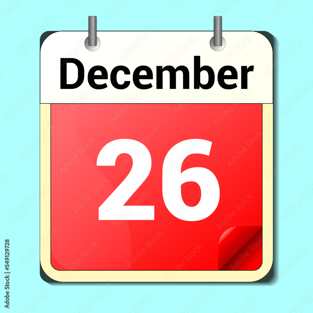 calendar vector drawing, date December 26 on the page calendar vector drawing, date December 26 on the page