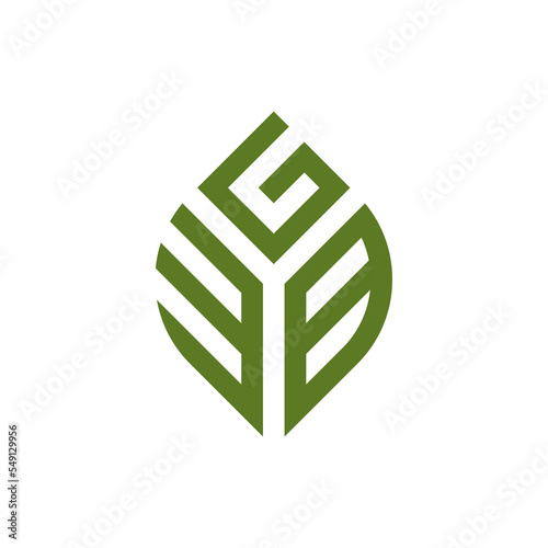 Initial letter EGB Abstract Leaf Logo Design Symbol