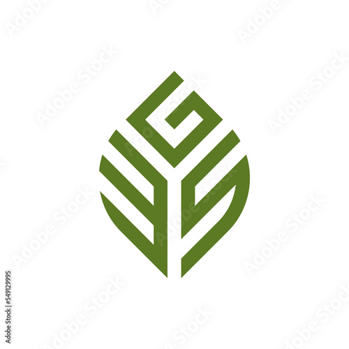 Initial letter EGS Abstract Leaf Logo Design Symbol