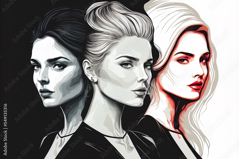 Women In Elegant Line Art Style Concept