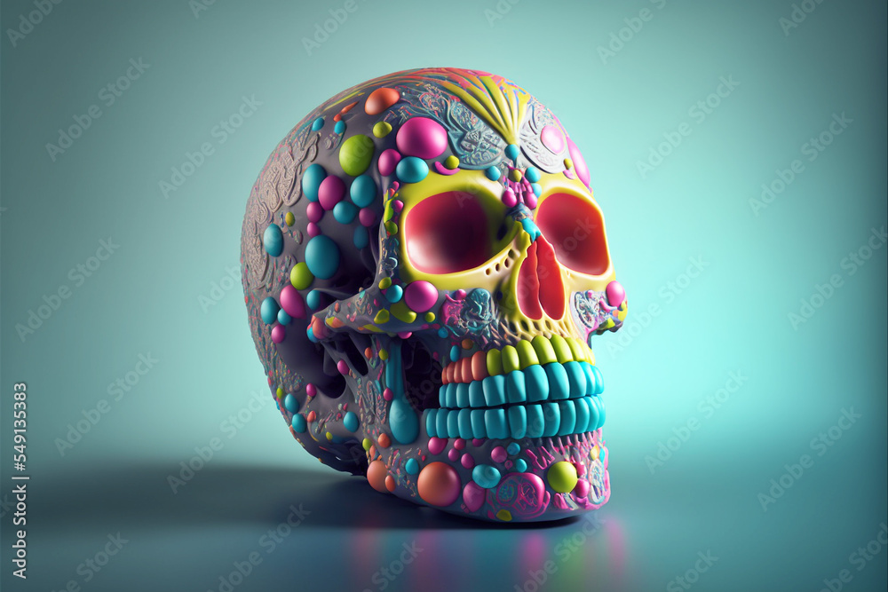 Painted skull in celebration of the Day of the Dead Painted skull in celebration of the Day of the Dead