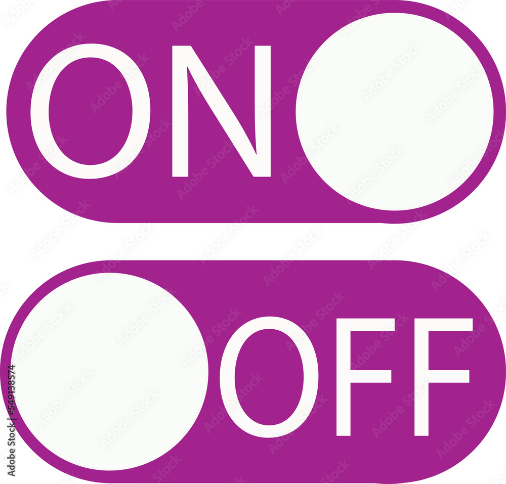 White and lilac On and Off button. Activator turns on and off. Stock ...