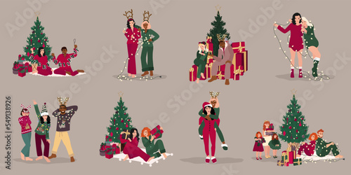 Family or group of friends preparing for Christmas