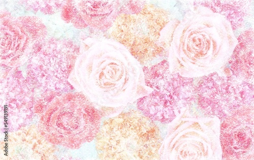 Arrangement of roses drawn with a rough touch marker pen