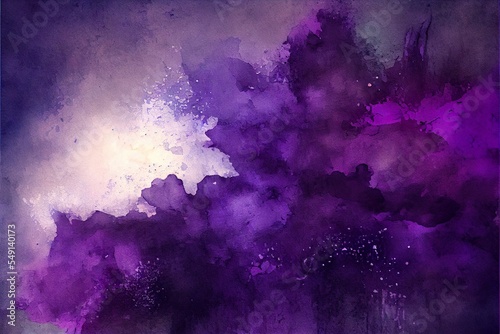 violet and dark abstract watercolor, a large cloud of smoke, illustration with cloud atmosphere