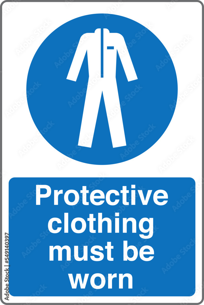 Safety Mandatory Sign ISO 7010 Standards Protective clothing must be worn Stock Vector Adobe Stock